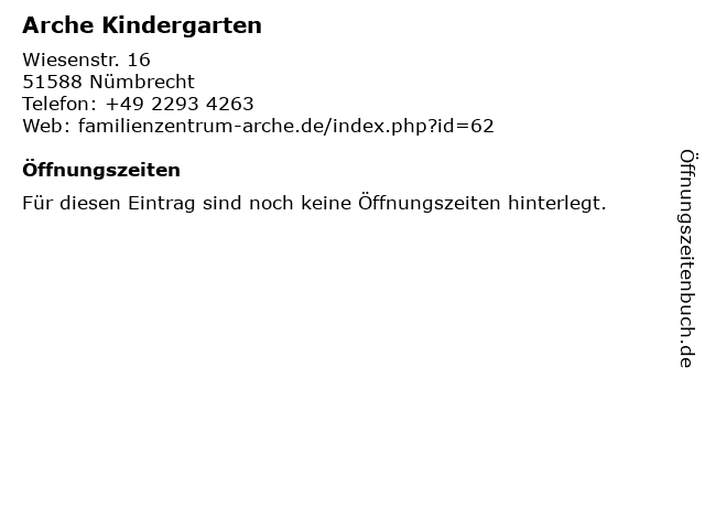 ffnungszeiten Arche Kindergarten Wiesenstr. 16 in N mbrecht